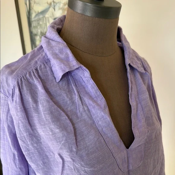 Sigrid Olsen Purple 3/4 Sleeve Polo Collar Blouse - Picture 9 of 17